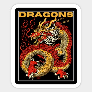 Ember Dance: The Asian Dragon's Fiery Movement Sticker